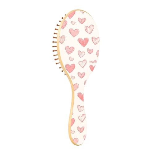 FRCSDIY Love Heart Wooden Hair Brush,Massage Scalp Hairbrush for Women