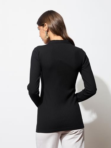 Image of barcino Black Rib Front Button Top