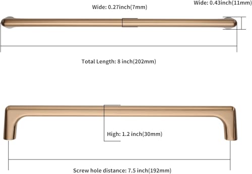 Image of Asidrama 20 Pack 7.5 Inch(192mm) Champagne Bronze Cabinet Pulls Cabinet Handles Cupboard Handles Kitchen Cabinet Hardware for Cupboard Drawer Pulls