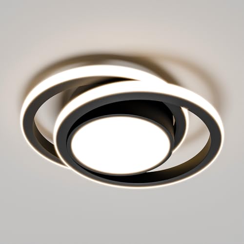 LQWELL Modern Led Deckenleuchte, LED Deckenlampe 28cm, 2-Ringe Design, 32W 4000K 3550LM IP44 Wasserfest Schlafzimmerleuchte Wohnzimmerleuchte aus Metall+Acryl als Badezimmer Küche Keller Büro LQWELL Modern Led Deckenleuchte, LED Deckenlampe 28cm, 2-Ringe Design, 32W 4000K 3550LM IP44 Wasserfest Schlafzimmerleuchte Wohnzimmerleuchte aus Metall+Acryl als Badezimmer Küche Keller Büro