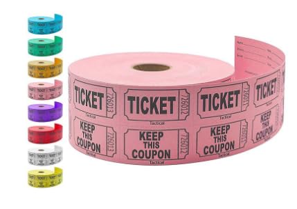4 rolki biletów podwójnych Raffle: 4000 szt. numerowanych biletów na loterię loterii, podwójna rolka czerwono-żółty/niebieski/zielony, na imprezy, loterie i loterie (2" x 2")
