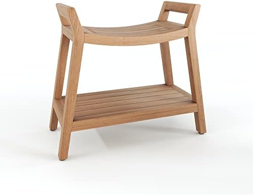 AquaTeak Asia Ascend Teak Shower Bench with Shelf