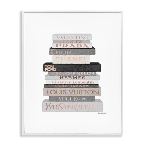 Image of 'Grey & Peach Bookstack'| Framed Giclee Art