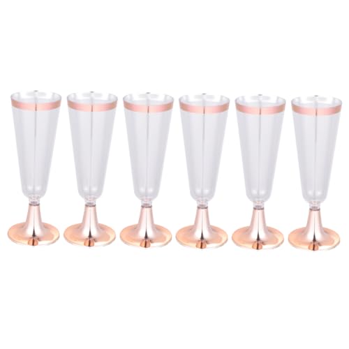CONGARTENO 10個 使い捨てプラスチックパーティーカップ ローズゴールド縁付き赤ワイングラス 独特デザインで結婚式や宴会に 容量