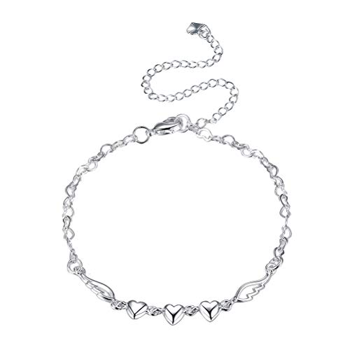 Fenical Bracelet en Argent avec breloque en Forme de Cheville Bracelet en Ange élégant avec Bretelles