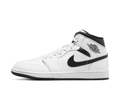Traspirante NIKE Air Jordan 1 Mid Scarpe da ginnastica da uomo, bianco e nero, 44 EU
