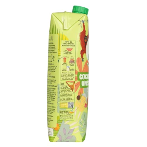Image of Only Earth Coconut Drink | Best for Coffee, Tea, Cereals, Shakes or As Is | 40% Coconut Water + 59% Coconut Milk | Dairy Free | Unsweetened | Plant-Based | Source of Calcium | Preservatives Free | No Added Sugar | No Trans-Fat | Thai Coconuts (Pack 4)