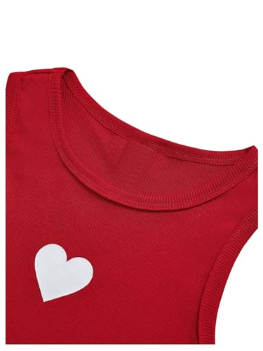 Milumia Girl's 3 Pack Heart Print Tank Top Round Neck Sleeveless Ribbed Knit Tops3