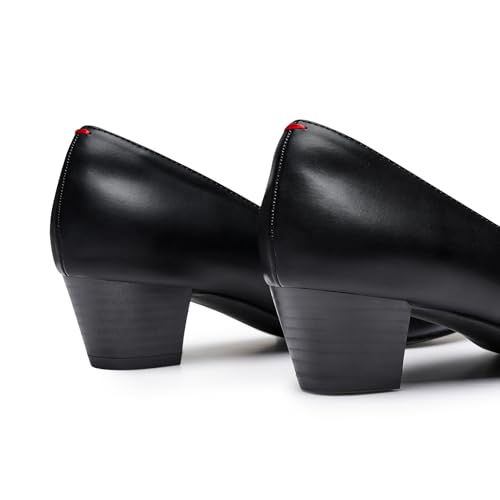 Trary Low Black Nude Blue Red Heels for Women Closed Round Toe Chunky Block 1.8 Inch Women's Heels Pumps Comfortable Dressy Work Casual PU Shoes for Wedding Office Business2