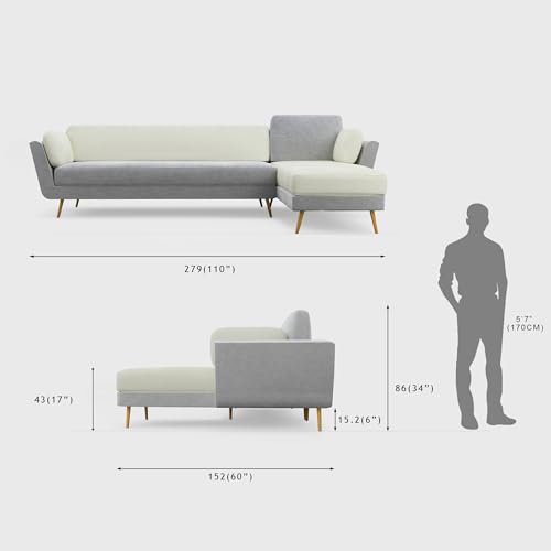 Image of Nuvola Air Latex Fabric Sofa (Stone Grey & Cream, 5) | 100% Latex