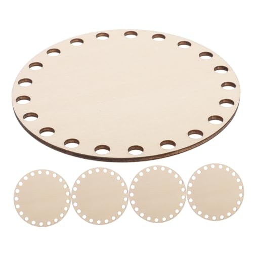 PLAFOPE 5Pcs Wooden Bag Bottoms for Crochet and Knitting Round Bases for Crafting Purses and Baskets Portable Embroidery Supplies Compact and Durable Design