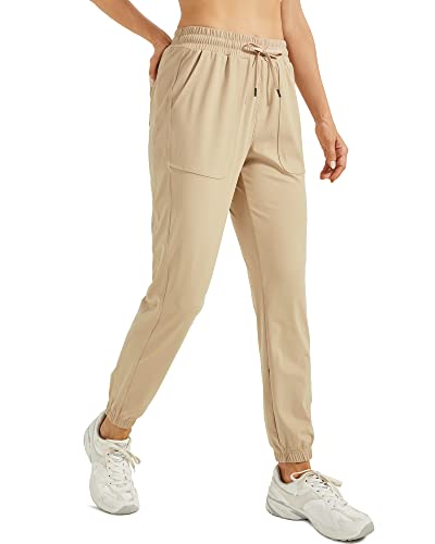 G4Free Womens Tapered Golf Pants Comfy Stretch Athletic Workout Joggers With 4 Pockets For Lounge Running Travel (Khaki,L) #TOP7