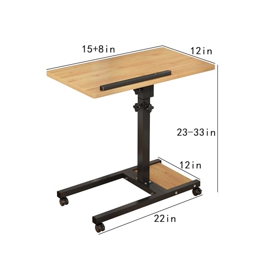 Image of TigerDad Mobile Adjustable Height Laptop Stand PC Computer Portable Notebook Swivel Laptop Desk Rolling Table Desk Cart Tiltable with Wheels Casters& Mouse Pad Table