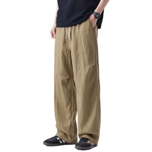 Summer Korean Men's Baggy Thin Cotton Casual Pants Loose Straight Leg Men Trousers