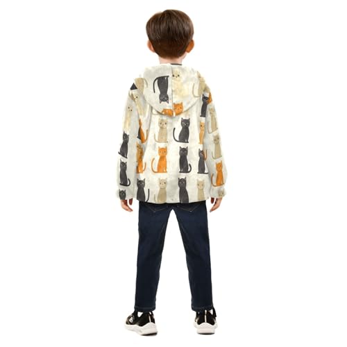 Cat Sitting Girls Fleece Jacket Girls Fall Jacket Girls Zip Up Hoodie Girls Sherpa Jacket 2-10T4