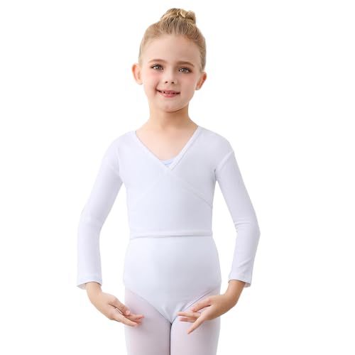 boruizhen Chaqueta de Ballet Algodón Cardigan de Danza Manga Larga Chaquetas de Danza para Niña Mujer Mujer Blanco XL