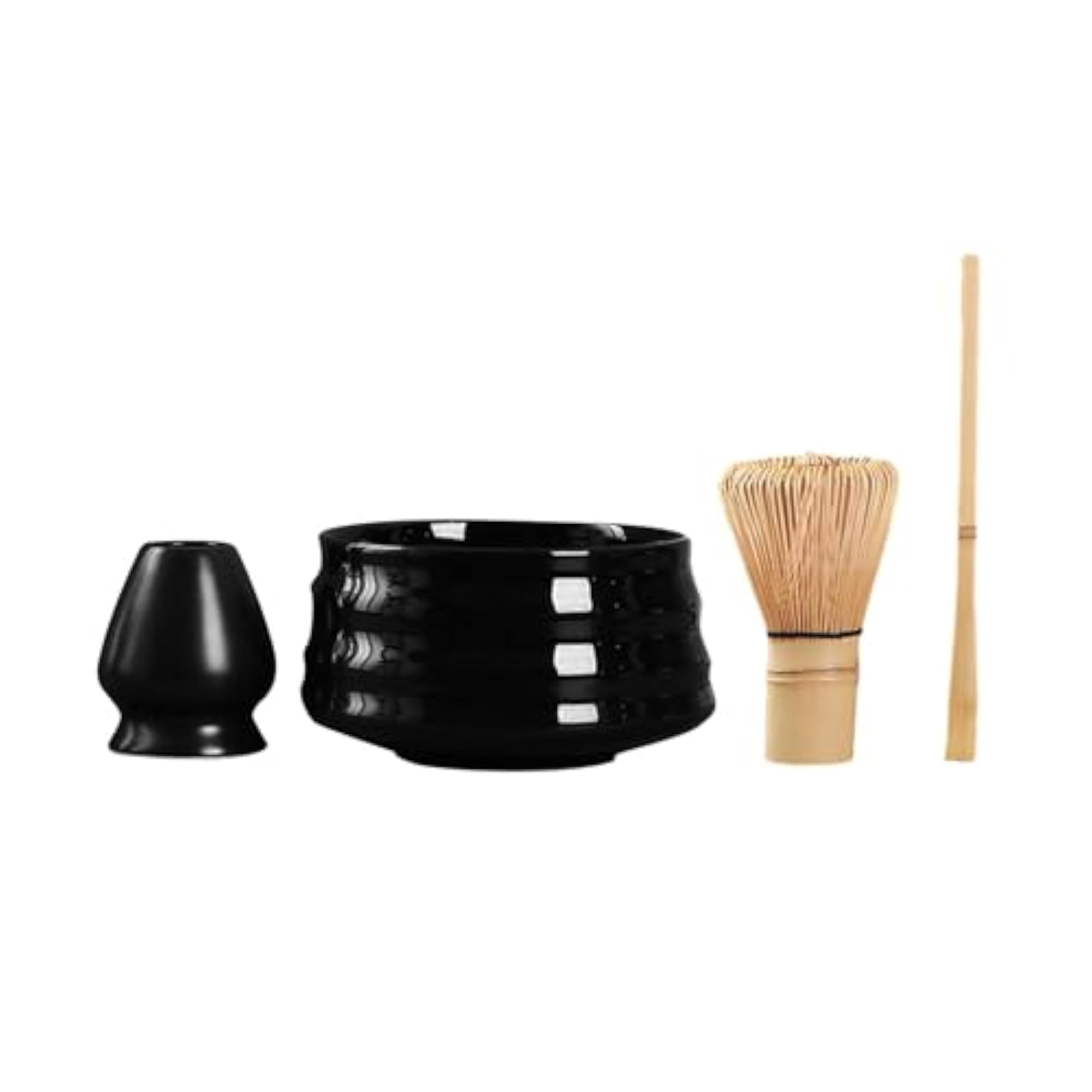 4 Pieces Bamboo Matcha Whisk Spoon and Holder Set