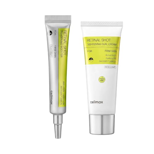 celimax The Vita A Retinal Shot Tightening Booster + Retinal Dual Cream Set | Rutina de cuidado de la piel coreana con sérum de retinal y crema de retinoides para cuello, poros, textura irregular, firmez
