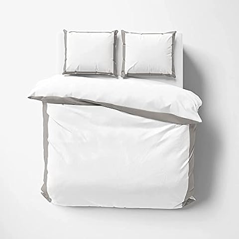 Kotton Culture Border Coloured Duvet Set 600 Thread Count 100% Egyptian Cotton Emperor Quilt Cover (290 cm x 235 cm) With Zipper Closure Includes 2 Pillow Shams (White With Silver Border) Cover