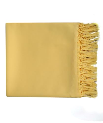 Image of Bhagalpuri Blend of Cotton and Silk Soft Dull Andi Chadar (130 cm x 244 cm, Light Yellow)(Pack of 2)