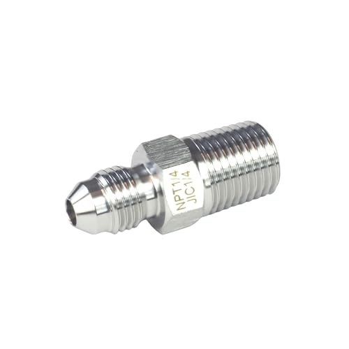 Image of HFS(R) 1 /4 inch NPT Male to 1 /4 inch JIC Male Adapter Flared Tube Fitting Pipe Connector Stainless Steel 304