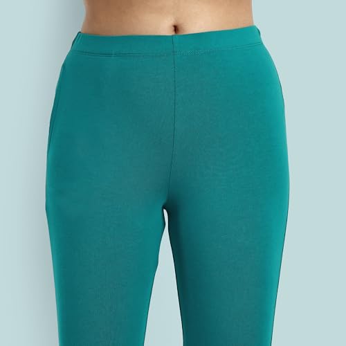 Image of ONE SKY Women Ankle Length Leggings | Premium Cotton Modal Spandex Blend | High Waist Stretchable & Bio-Washed Fabric | Colour-Lock | Ethnic Leggings for Women