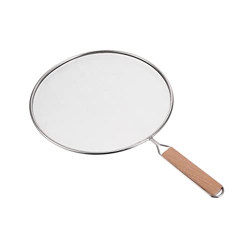 Ciieeo Edelstahl Spritzschutzdeckel Mit Holzgriff 33cm Öl Sieb Küchenzubehör Gegen Fettspritzer Für Pfannen Und Töpfe
