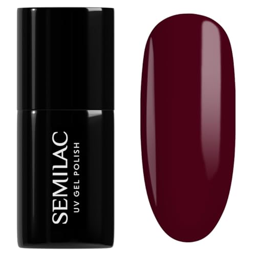 Semilac - Esmalte de uñas de gel de color rojo fácil de aplicar y duradero, ideal para uso doméstico y profesional, apto para lámparas LED/UV (Burgundy Red 316, 7 ml)