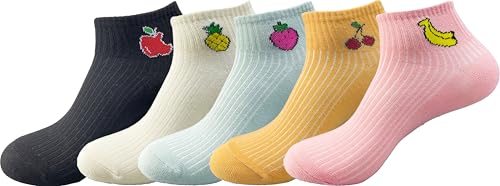 Fruit Embroidered Ankle Socks Cute No Show Socks for Women, Ladies, Girls