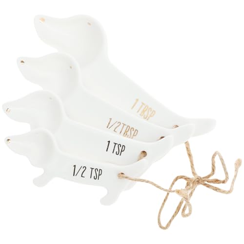 ZJRDYYK 4PCS Cute Ceramic Measuring Spoons Set, Teaspoons Measuring Spoon, Measuring Spoons Ceramic Set, Dachshund Measuring Spoons Set