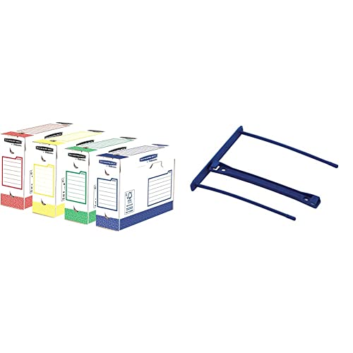 Boîte d'archives heavy duty A4+ Bankers Box avec lot de 50 clips de transfert