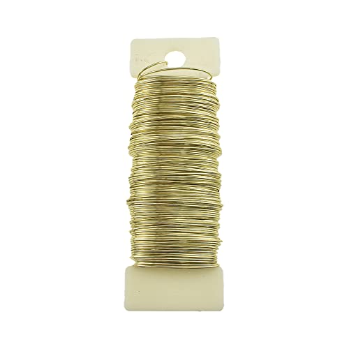 HAHIYO 22Gauge Golden Floral Wire - 1 Roll, 38 Yards (115 Feet) Flexible Paddle Wire for Crafts, Christmas Wreaths, Tree &amp; Flower Arrangement, Bouquet Wrapping, Wedding DIY