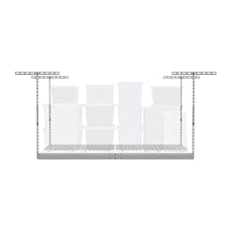 MonsterRax Overhead Garage Storage Racks 4x6, Ceiling Mounted Shelving, Adjustable Hanging Storage Organizer, Heavy Duty Steel, Holds 500 Pounds, Color: White, Adjusts 24"-45” off Ceiling