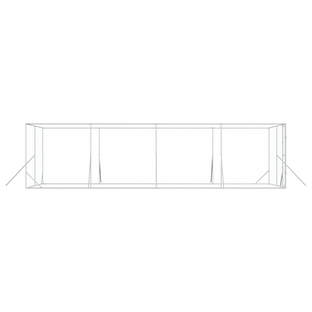 Outdoor-Hundezwinger silbern verzinkter Stahl 4x8x2 m großer Hundekäfig mit verschließbarer Tür sicherer Freigehege Auslauf für Hunde Kleintiere Garten und Terrasse