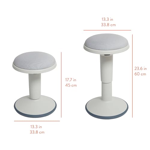 Image of Back2School Express Adjustable Height Wobble Stool, Active Seating Chair with Padded Cushion, Ergonomic Flexible Desk Stool for Teens and Adults, Light Grey