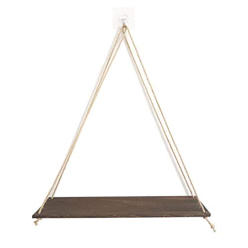 YENJO Wooden Storage Board Flower Pot Rack Wall Shelf Home Decor with Hanging