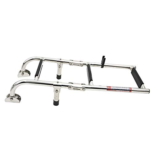 Mojiate Folding 3 Steps Boat Ladder Stainless Steel Marine Pontoon 2+1 Step for Marine Boat Yacht