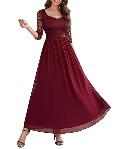 Wedtrend Damen Kleider Elegant Festlich Damen Kleider Sommerkleid Elegant Sommerkleid Damen a Linie WT0312 Burgundy S