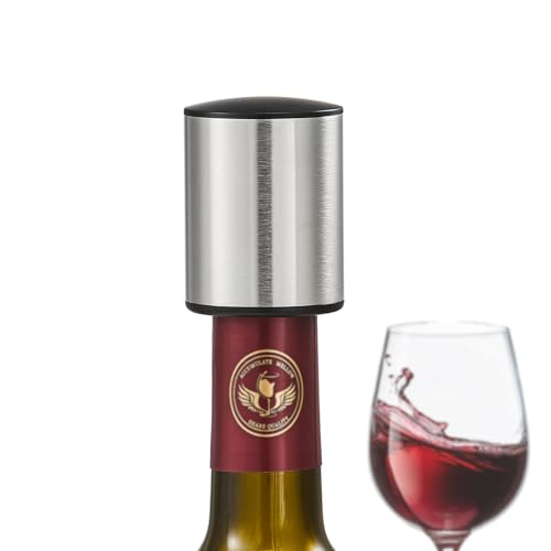 ELMWAY VinoLux Series Vacuum Wine Stopper – Pump Seal with Stainless Steel Shell, Preserves Wine Freshness, Easy Removal & Reusable Design, for Home, Parties & Wine Lovers – Silver