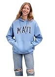 Mavi Mujer Logo Hooded Sweatshirt Shirt, Blue Bon, S