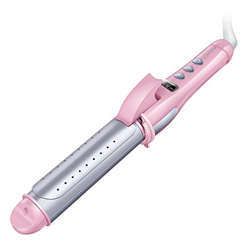 Hatteker Hair Curler Flat and Curling iron Curling Wand Straightening Iron Professional Ceramic 2 in 1 Straightener Hair Styling With LED Display for Frizzy Curly Thick Hair，Gold/Pink/Black，1 Inch