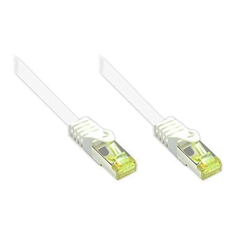 Kabelmeister SO-34592 Cat7 Ethernet 10-Gigabit LAN Patch Cable with Cat 6A Connectors 2 m Copper Conductor Latch Protection RNS Double Shielded S/FTP PiMF 500 MHz Halogen- White Cover