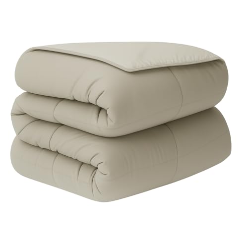 DECASATEXTIL -Edredon Nordico Bicolor Reversible - 400Gr/m2 - Cama 150/160 - Edredon Microfibra – Reversible- Suave, cómodo, Ligero y Transpirable –Beige/Gris 260x240cm