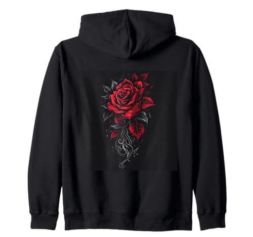 Floral Pattern Girls Gift Flower Vintage tattoo Red Rose Zip