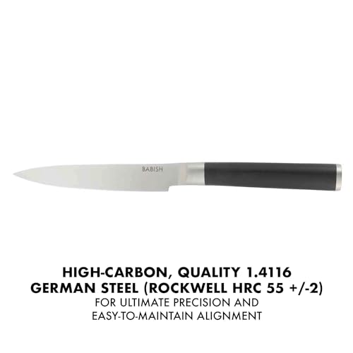 Image of Babish 5-Inch Forged Utility Knife - High-Carbon 1.4116 German Steel Full Tang Kitchen Knife for Precision Cutting and Durability