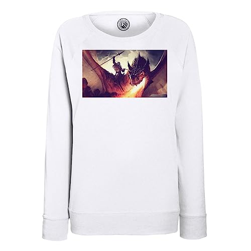Sweatshirt Femme Dragon Fantastique Chevalier pull col rond imprimé créature mythique