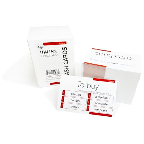 200 Italian Verb Conjugation Present Tense Flash Cards - Full Examples in Both Italian and English