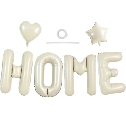 TONIFUL 40 Inch Cream White HOME Letter Balloon Large Decoraction for Housewarming New Home Parties and Homecoming Celebrations Premium Ivory White Balloon Banner for Welcome Sign and Party Supplies