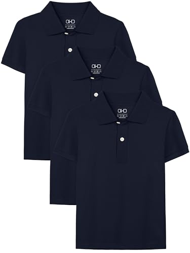 Image of OHD 3 Pack School Uniform for Boys Polo Shirt Cotton Uniform Shirts for Boys Kids School Clothes 3-14 Years