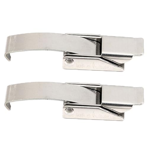 Lot de 2 loquets à bascule en acier inoxydable, 86 mm de long, loquet de serrage avec crochet à ressort en acier, loquets à bascule pour porte, boîte à outils, coffre, porte de coffre, loquet